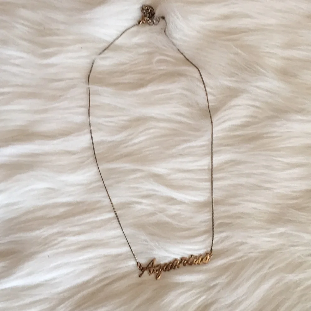 Gold Tone Aquarius Necklace w Adjustable Chain
